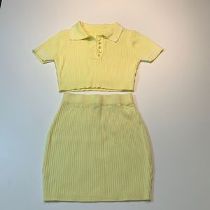 Yellow 2 piece Skirt Set